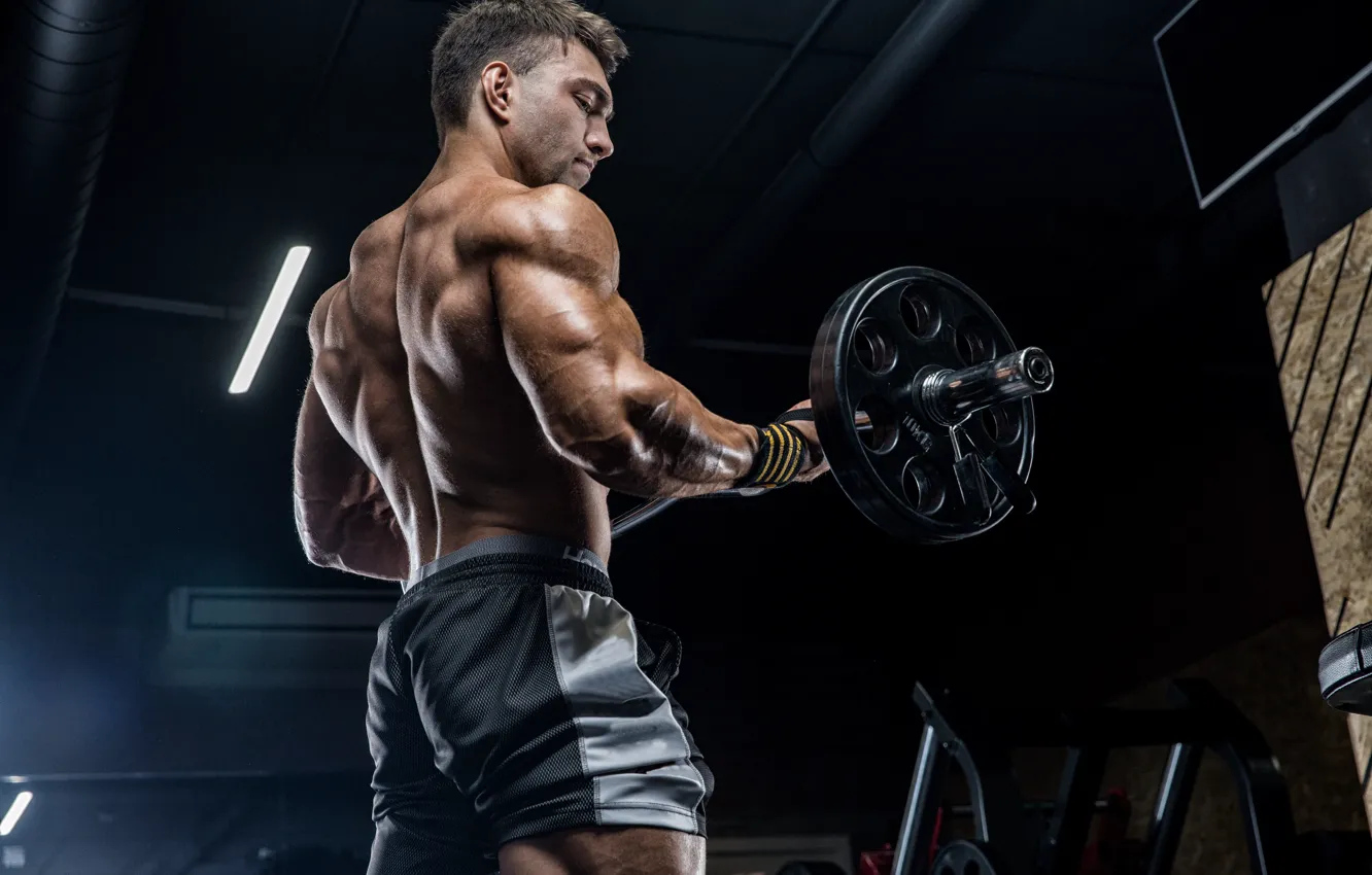 Photo wallpaper power, pose, back, fitness, gym