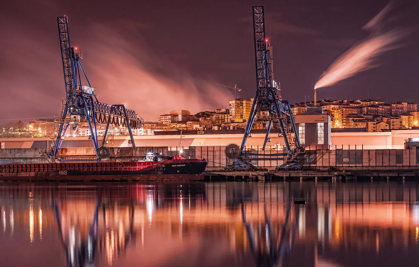 Photo wallpaper night, the city, Marina, Bilbao