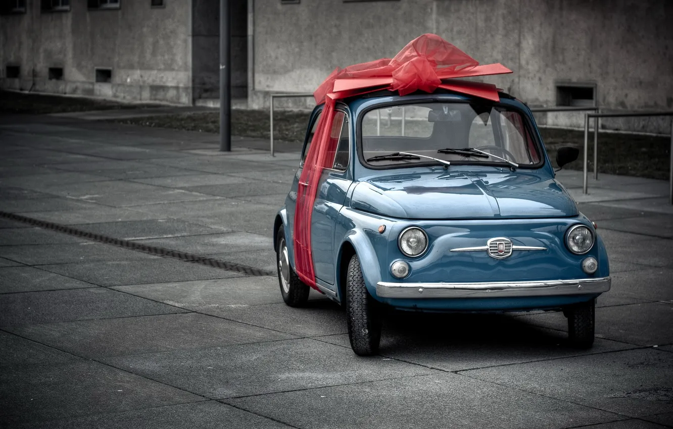 Photo wallpaper gift, car, bow, Fiat, Fiat