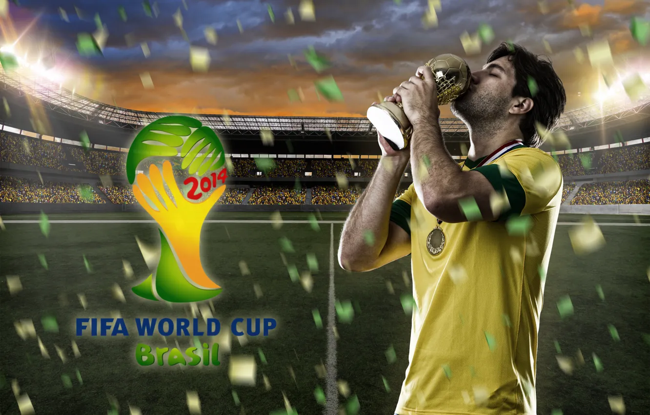 Photo wallpaper football, logo, Brazil, football, flag, world Cup, World Cup, Brasil