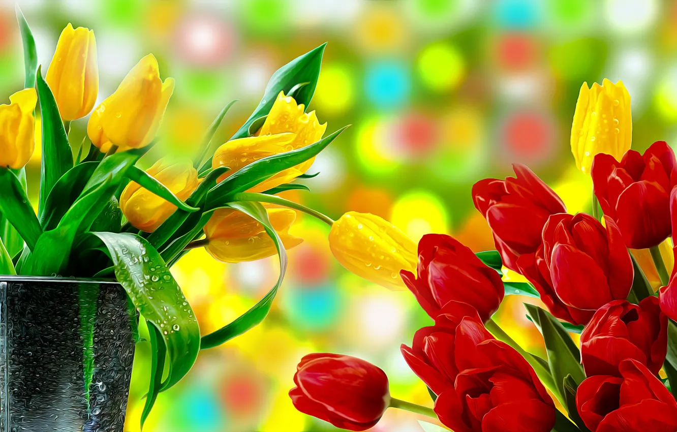 Photo wallpaper Graphics, Tulipany, Flowers