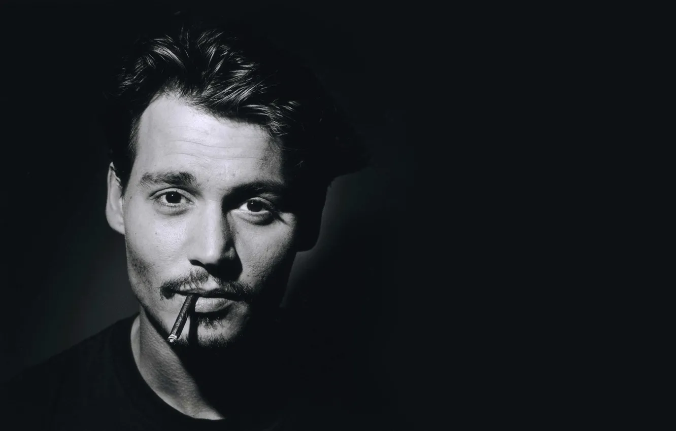 Photo wallpaper face, photo, Johnny Depp, black and white, portrait, Johnny Depp, male, actor