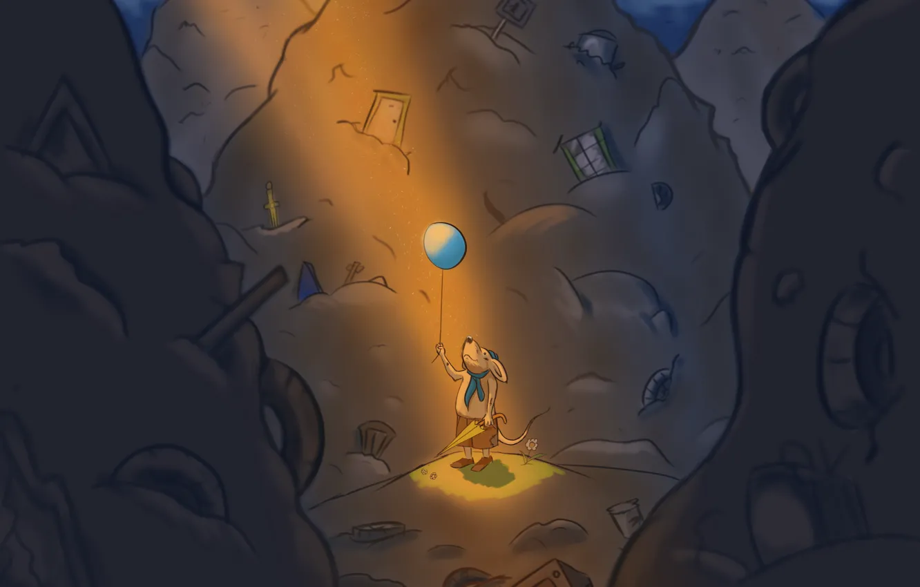 Photo wallpaper dream, light, mouse, dump, a balloon