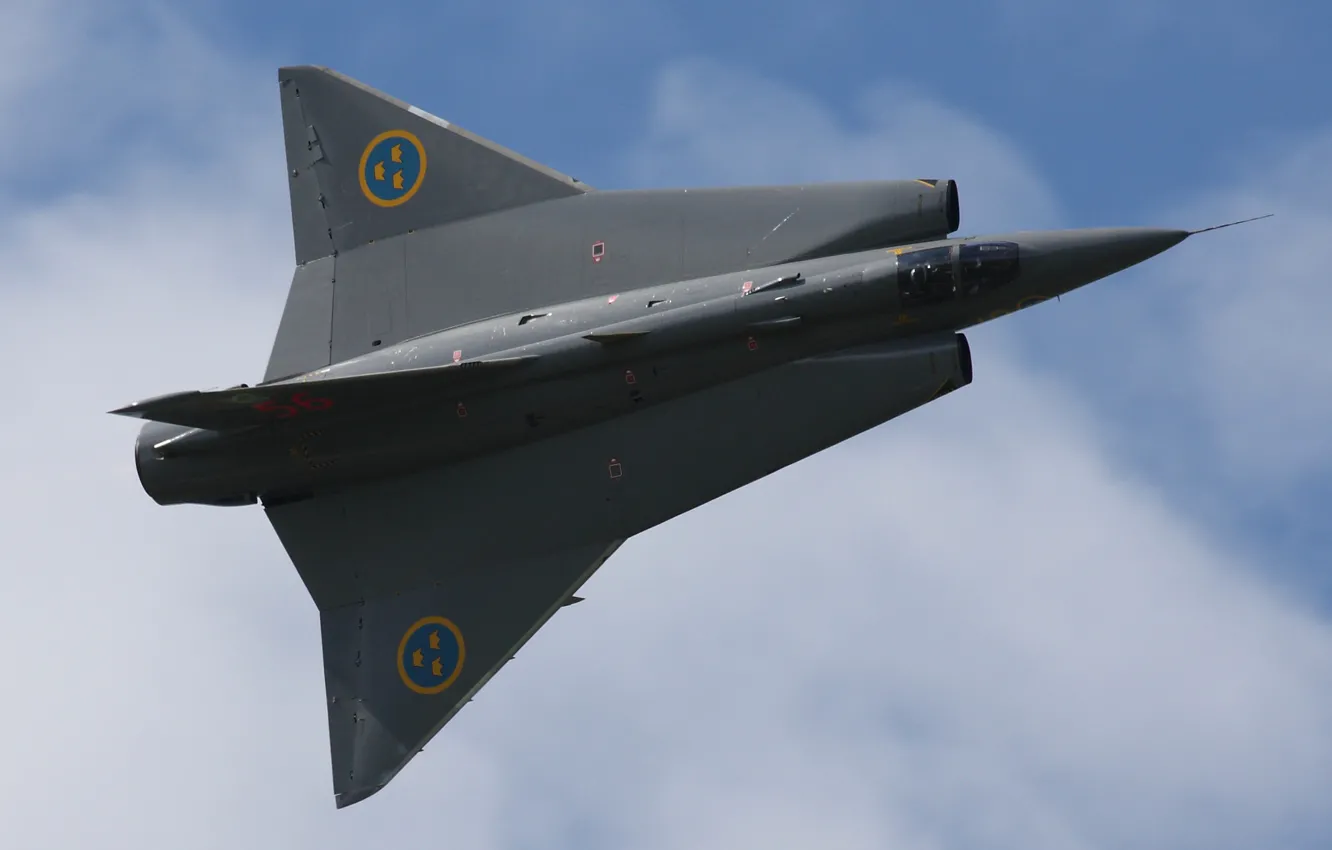 Photo wallpaper flight, fighter, Draken, supersonic, Swedish, Can be 35