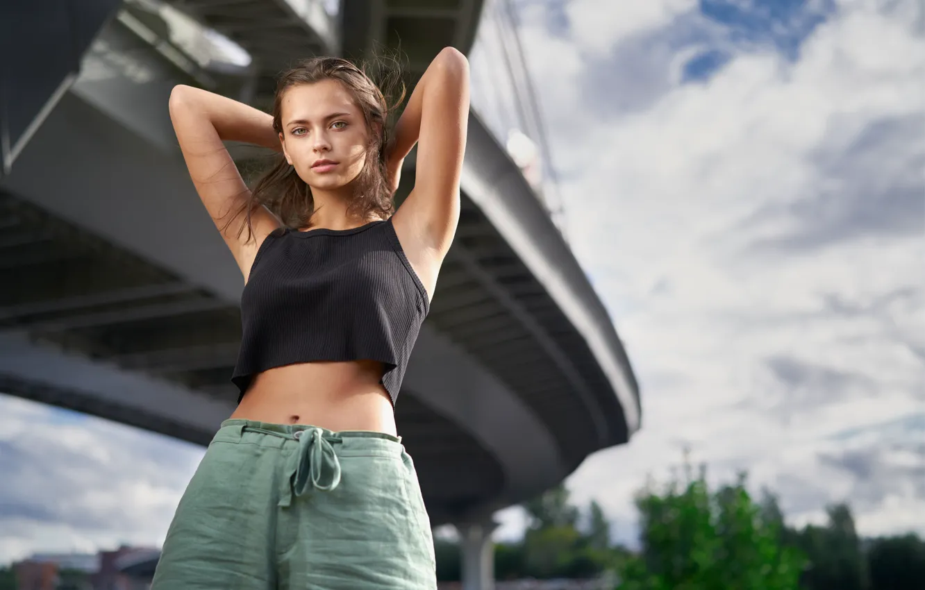 Photo wallpaper look, girl, bridge, pose, Sergey Gorshenin, Anna Rubtsova
