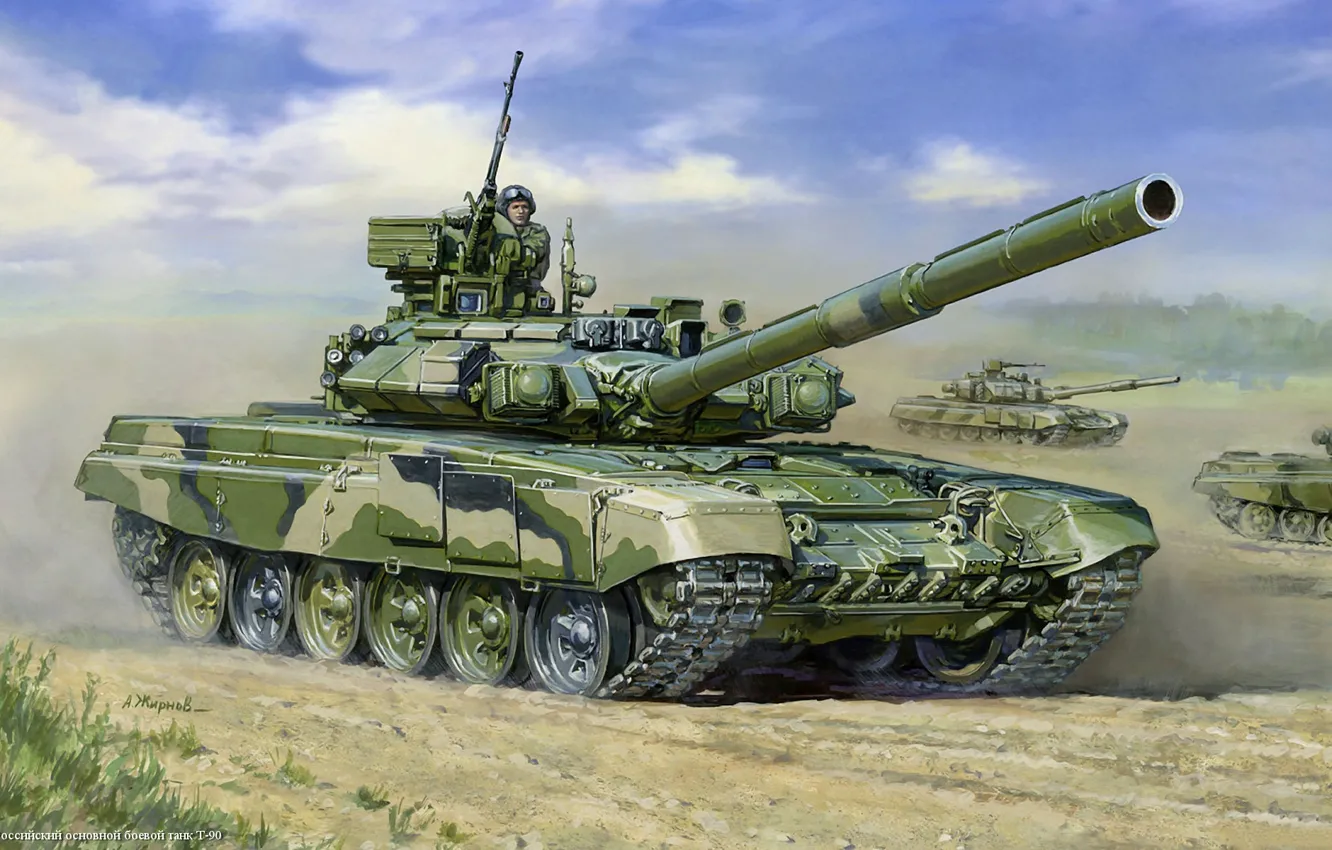 Photo wallpaper figure, Tank, Russian, t-90, main battle tank, tankers