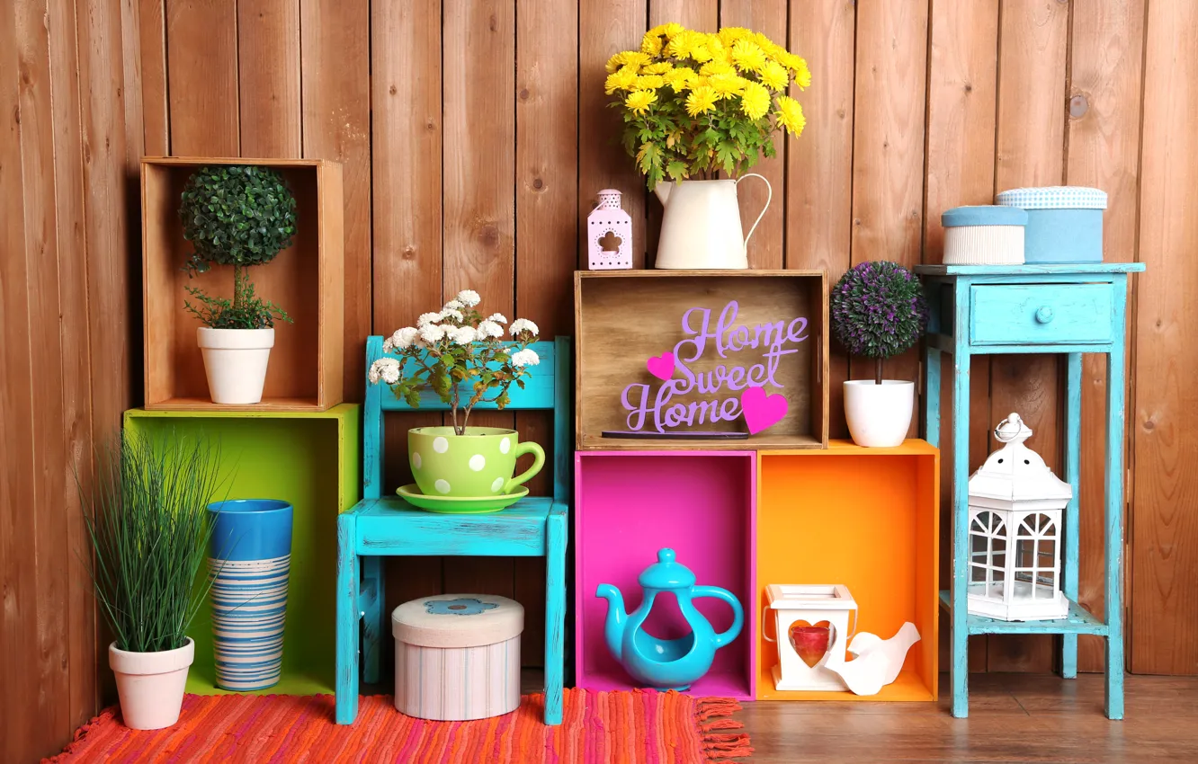 Photo wallpaper Concept, flowers, the inscription, box, decor, decor