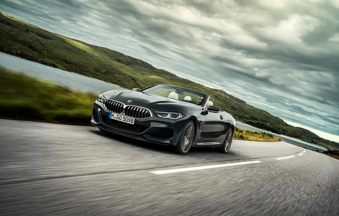 Photo wallpaper road, markup, BMW, convertible, xDrive, G14, 8-series, 2019