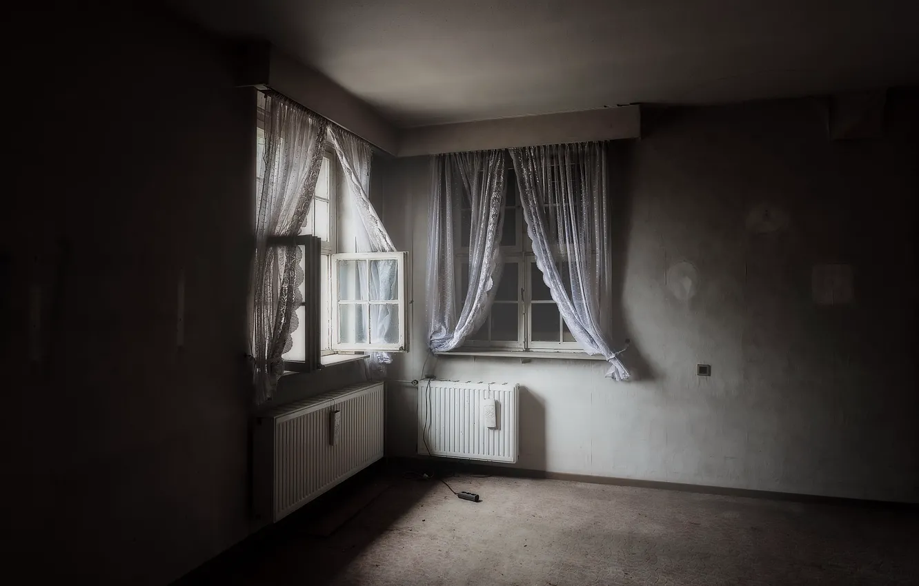 Photo wallpaper room, window, curtains