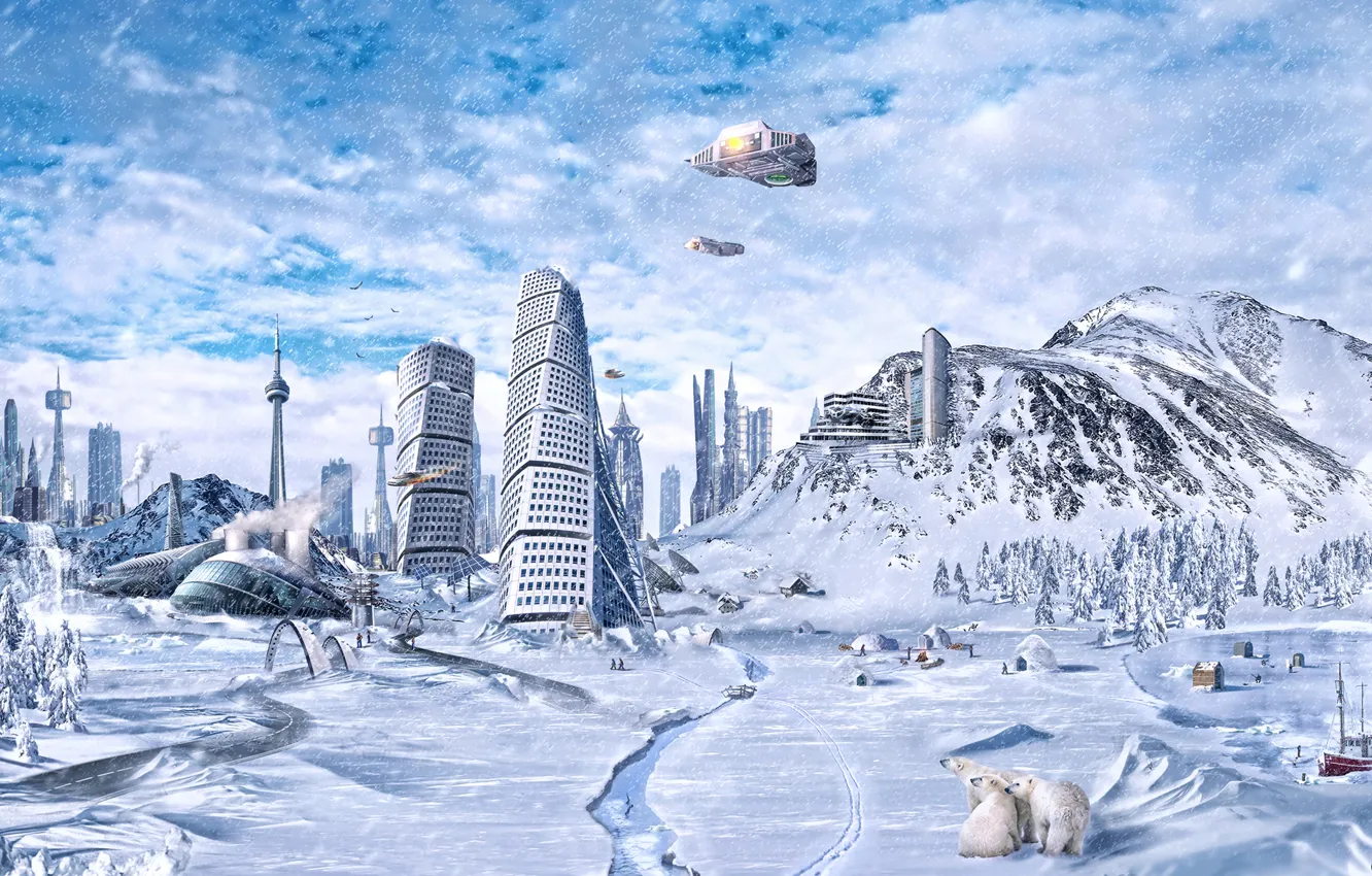 Photo wallpaper the city, ice, the end of the world