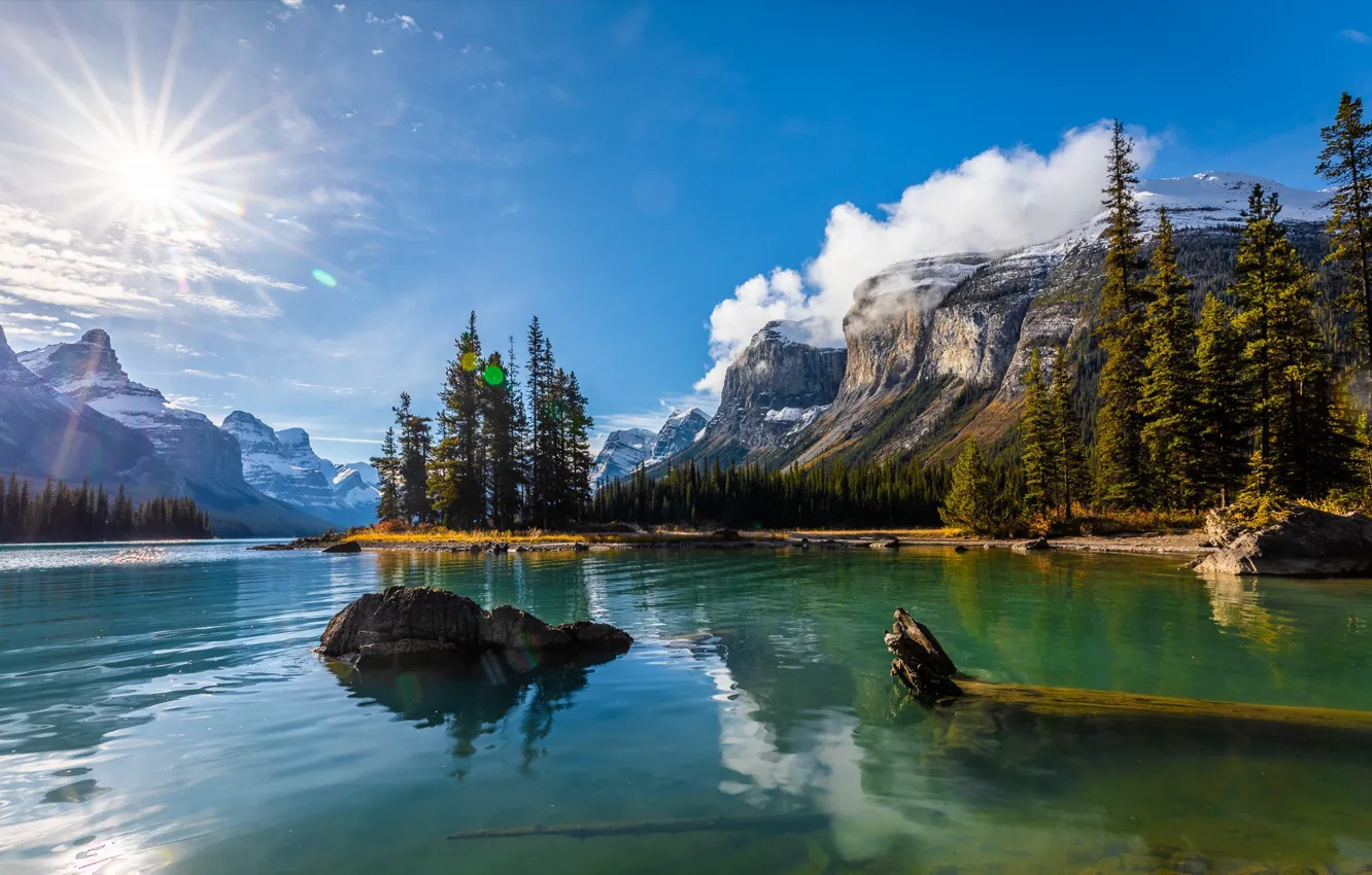 Photo wallpaper trees, mountains, lake, Nature, Canada, Banff national Park