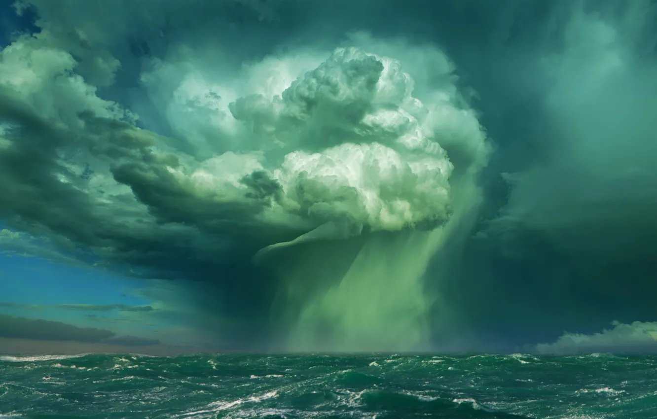 Photo wallpaper storm, the ocean, element