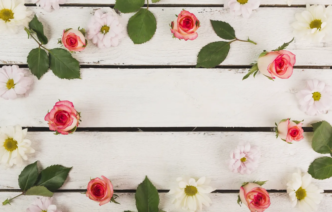 Photo wallpaper flowers, rose, wood, flower, decor, roses, buds