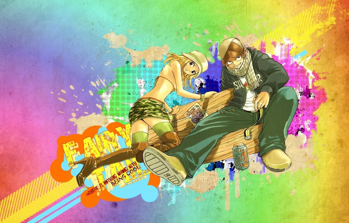 Photo wallpaper girl, anime, guy, fairy tail