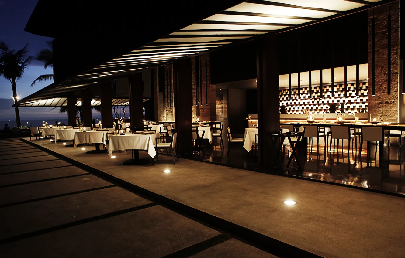 Photo wallpaper the evening, Bali, restaurant, terrace, Bali, Indonesia, Alila Villas Soor The