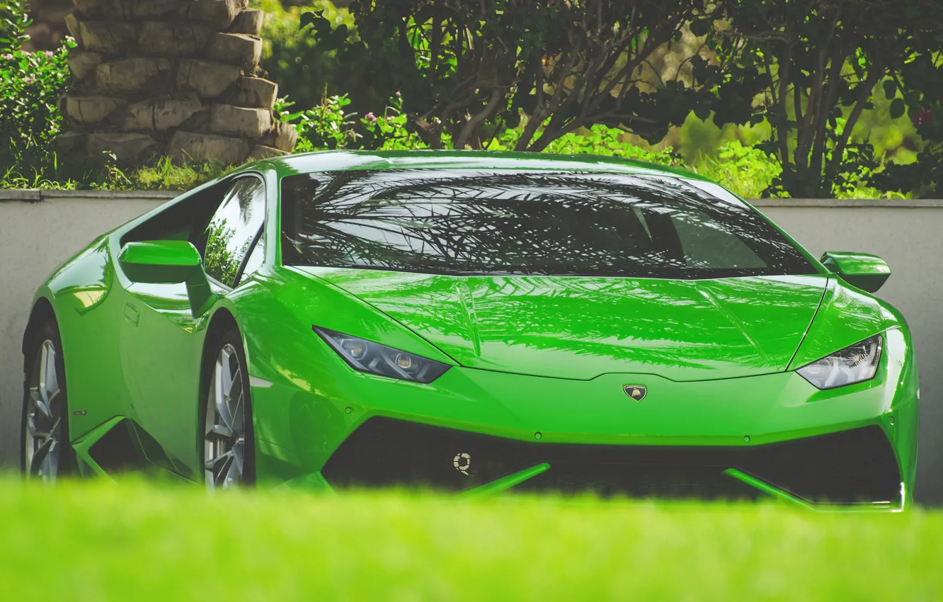 Photo wallpaper green, Lamborghini, Huracan