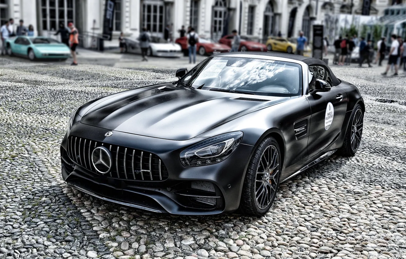 Photo wallpaper black, Roadster, sports car, Mercedes-AMG GT