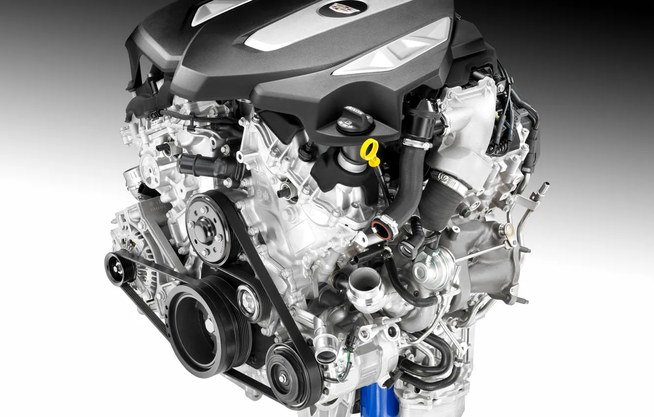 Photo wallpaper Cadillac, car engine, three-liter V6 turbo engine