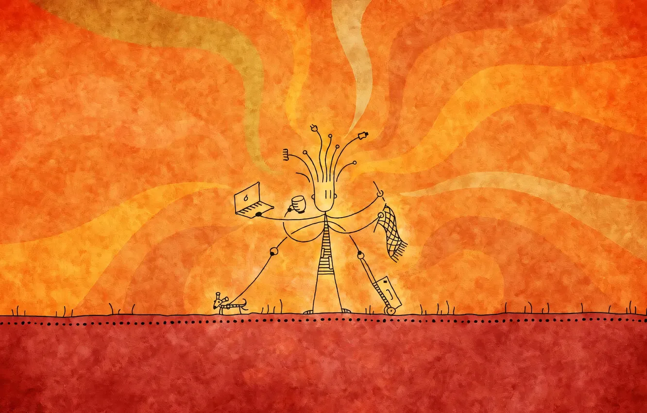 Photo wallpaper girl, background, vladstudio, multitasking