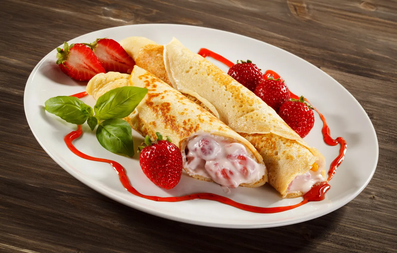 Photo wallpaper photo, food, strawberry, pancakes