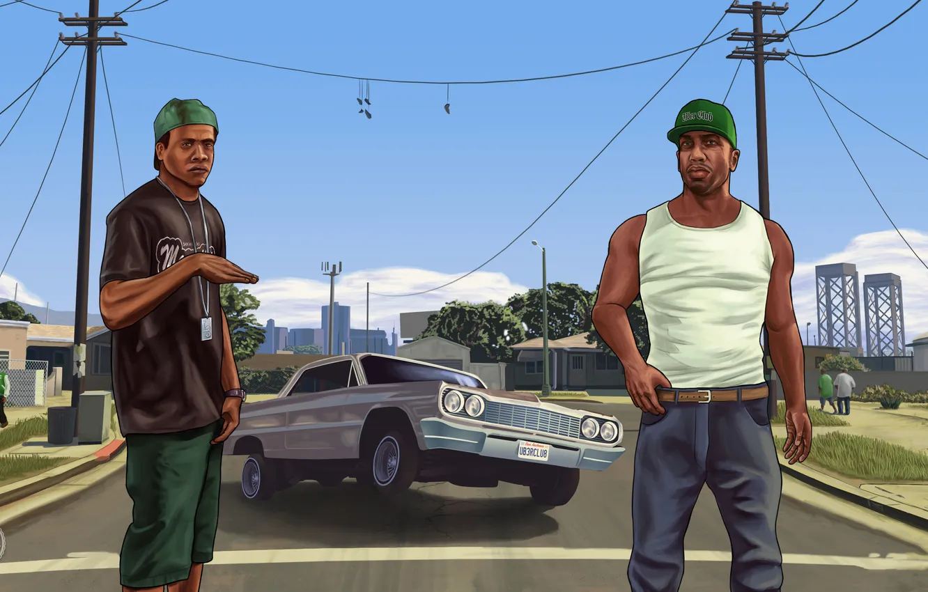 Photo wallpaper Carl Johnson, Los Santos, gta 5, Grove Street