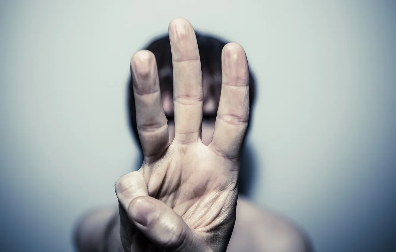 Photo wallpaper sign, hands, three