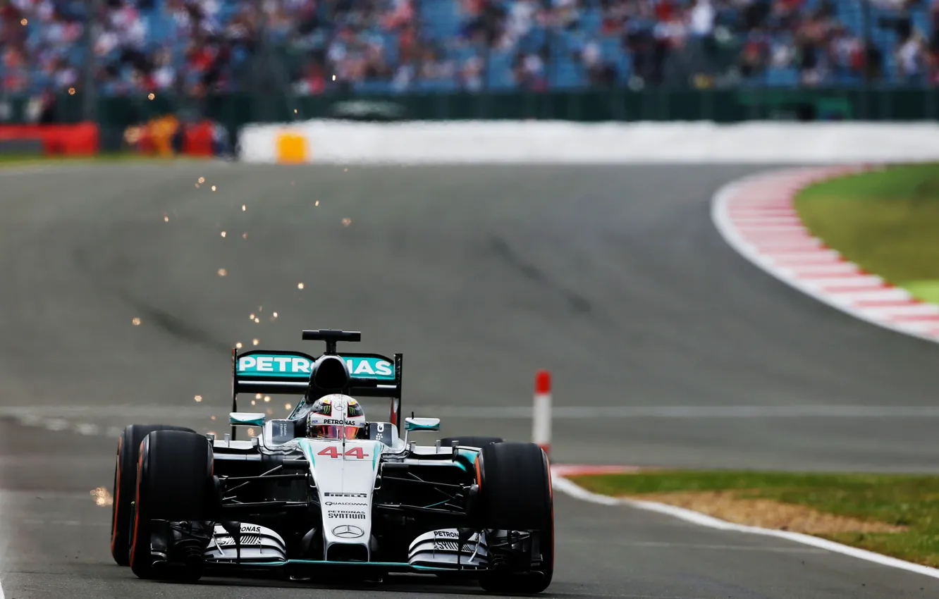 Photo wallpaper Sparks, Mercedes, Formula 1, Lewis Hamilton, The front, W06