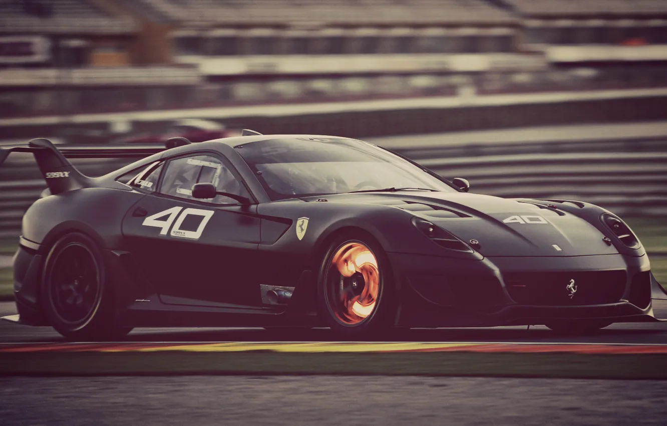 Photo wallpaper road, machine, speed, black, Ferrari, 599 xx