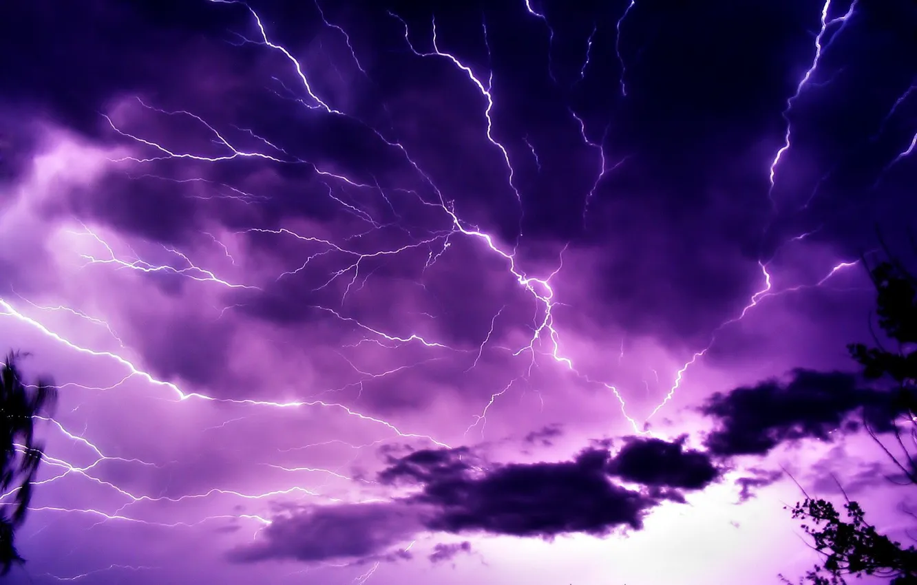 Photo wallpaper clouds, storm, Lightning