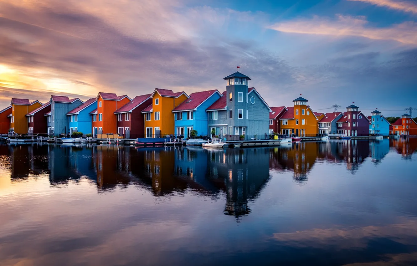 Photo wallpaper sea, the city, Norway