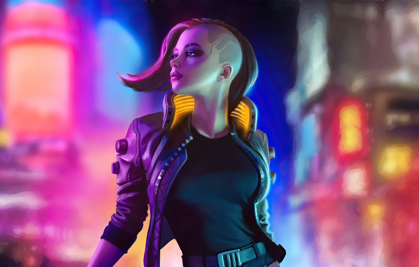 Photo wallpaper future, the game, technology, game, beautiful girl, characters, blurred background, Future