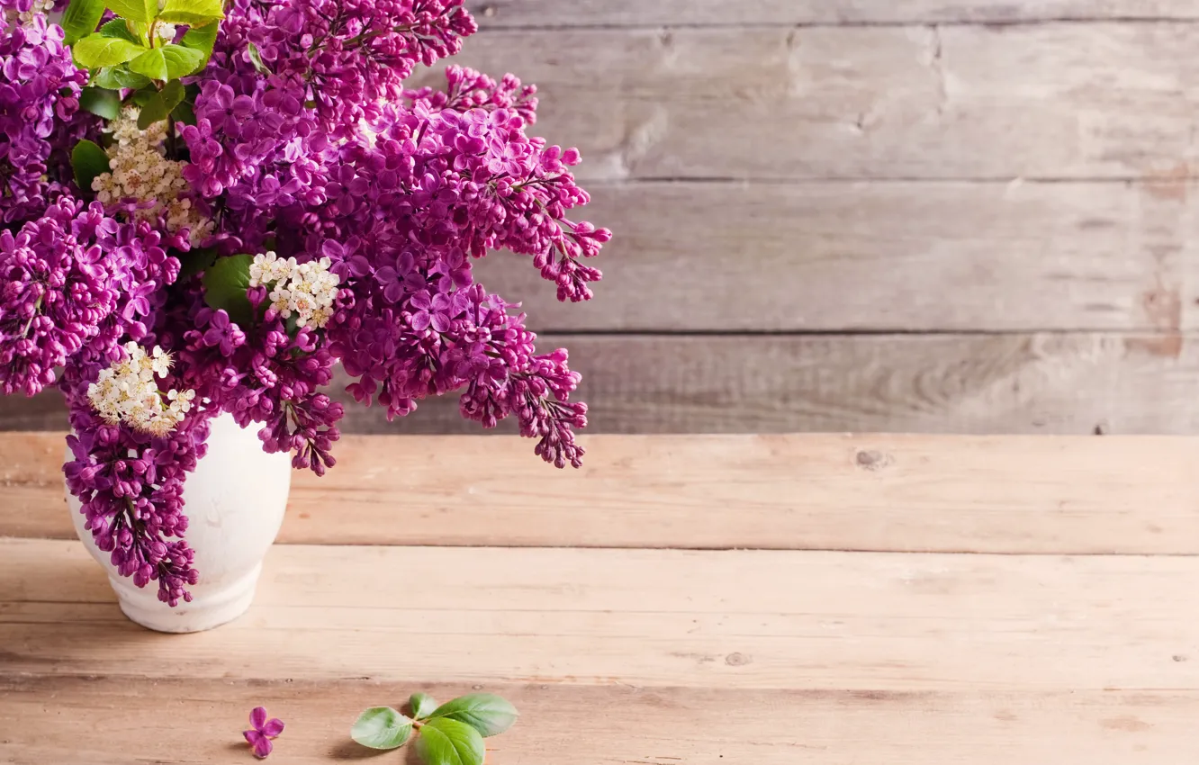 Photo wallpaper bouquet, vase, lilac, cherry
