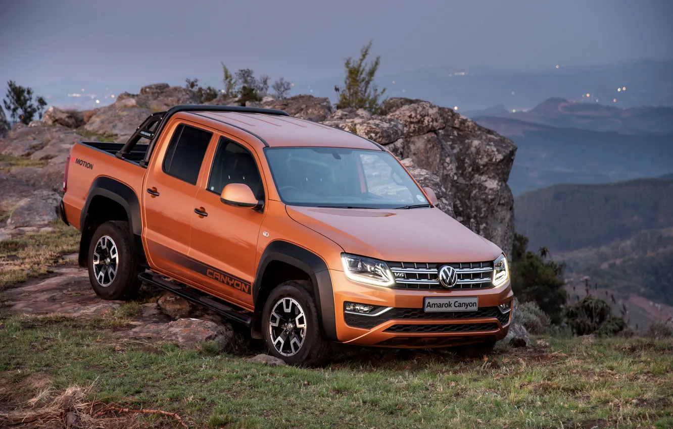 Photo wallpaper mountain, Volkswagen, pickup, Amarok, the ledge, Canyon, 2019