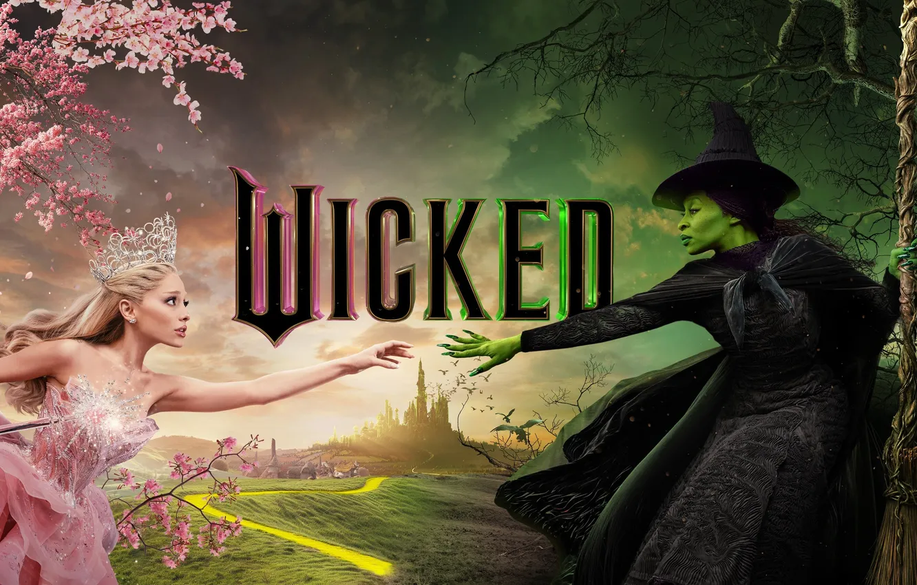Photo wallpaper movies, Wicked, Ariana Grande, movie poster, 2024 Movies, Cynthia Erivo
