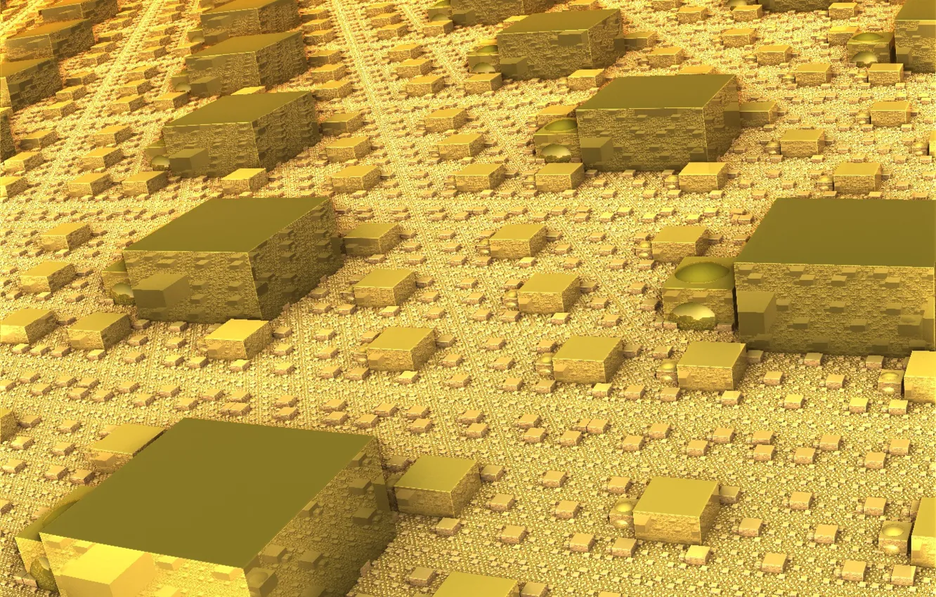 Photo wallpaper abstraction, form, cube, gold