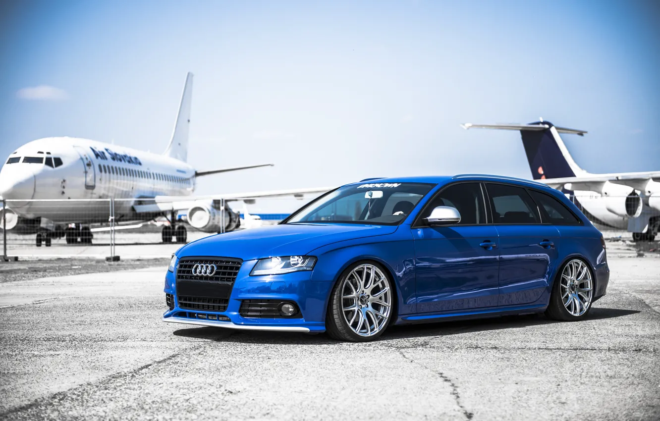 Photo wallpaper Audi, Aircraft, Blue, Airport, AUDI, Drives, Deep Concave