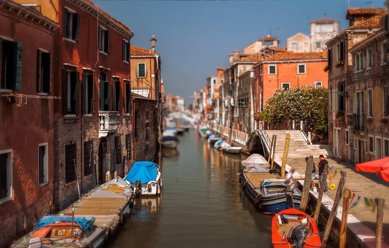 Photo wallpaper bridge, boat, people, HDR, home, morning, Italy, Venice