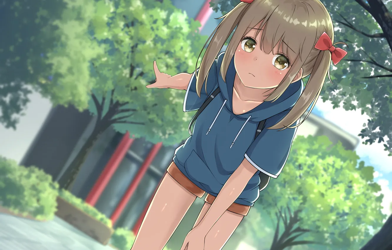 Photo wallpaper girl, looks, shows