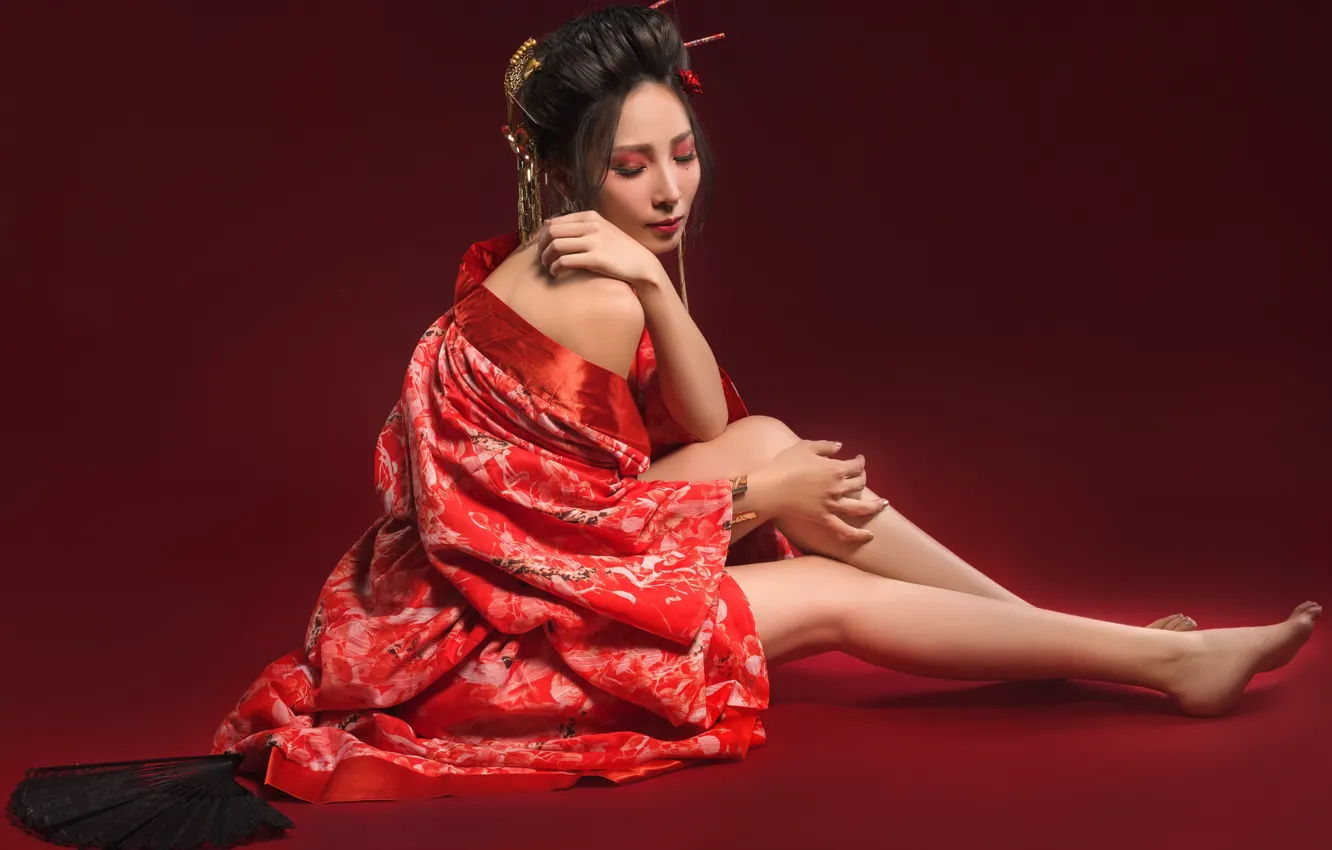 Photo wallpaper girl, face, style, hair, makeup, legs