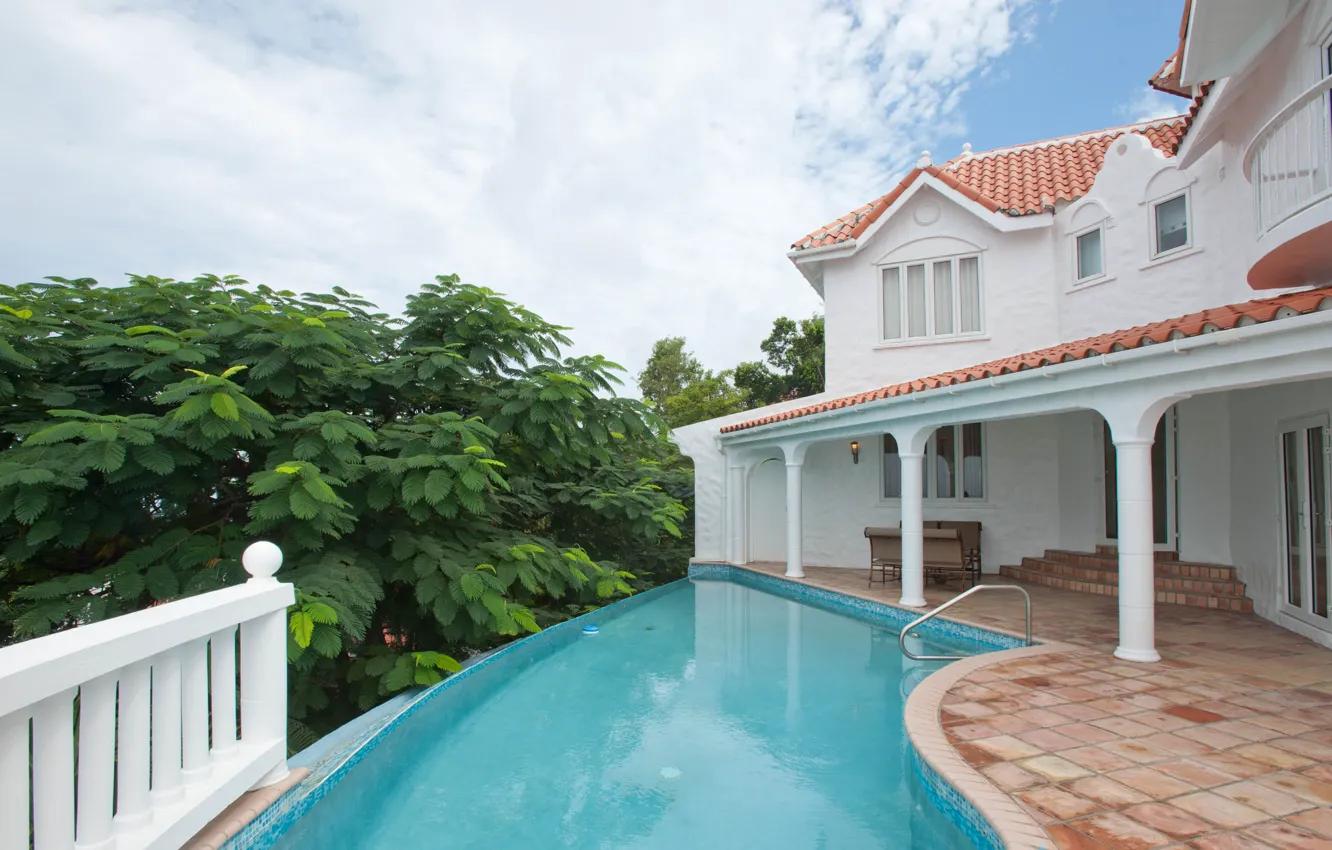 Photo wallpaper Villa, pool, architecture, terrace