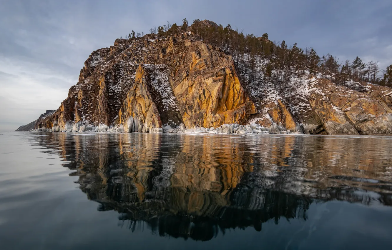 Photo wallpaper water, lake, rocks