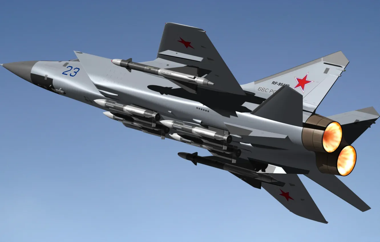 Photo wallpaper fighter, double, interceptor, The MiG-31