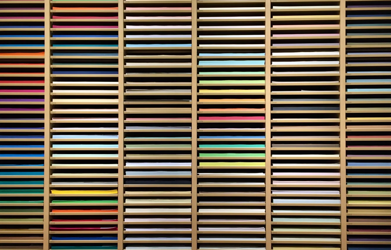 Photo wallpaper paper, shelf, multi color