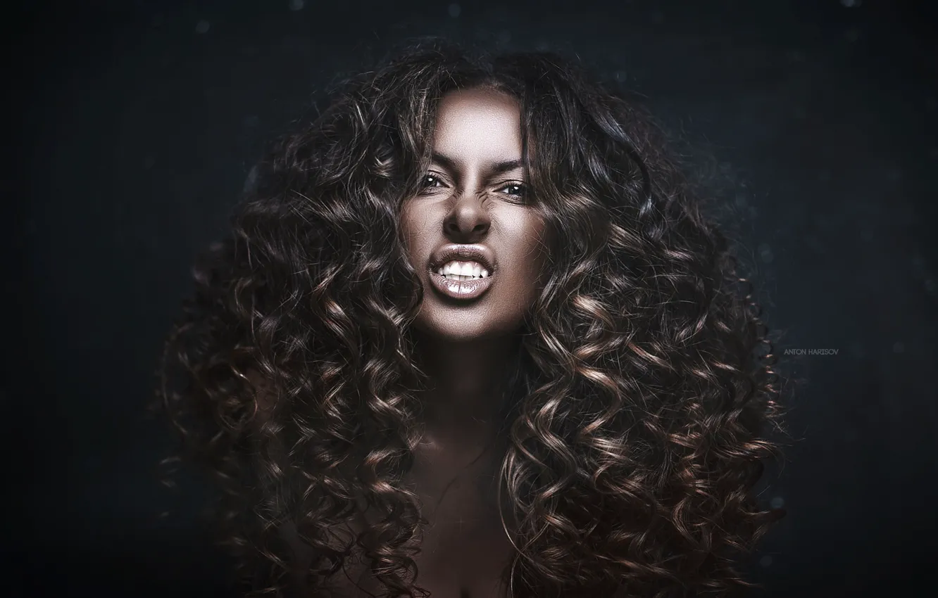 Photo wallpaper face, background, model, portrait, teeth, makeup, hairstyle, brown hair