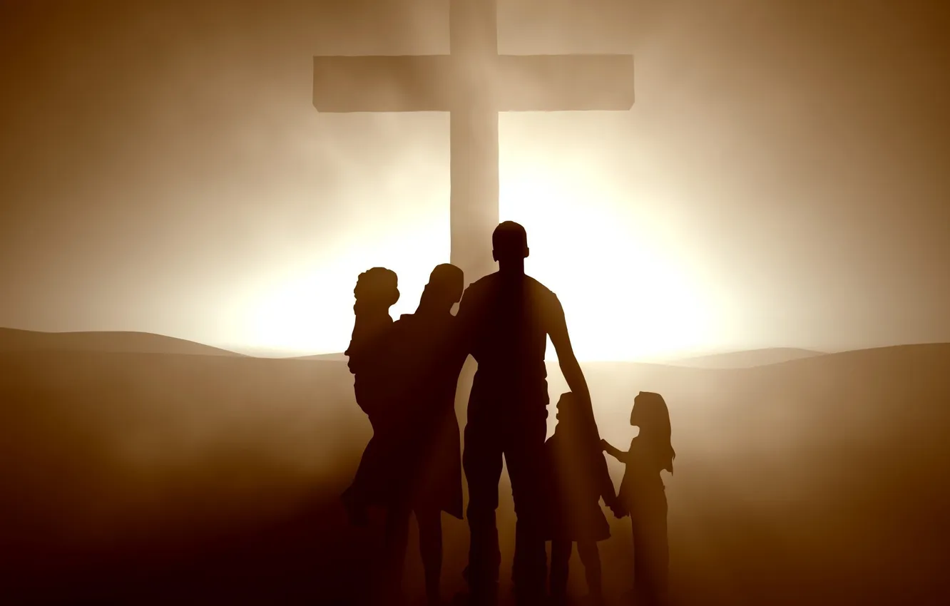 Photo wallpaper light, life, cross, family, wallpaper, people, mood