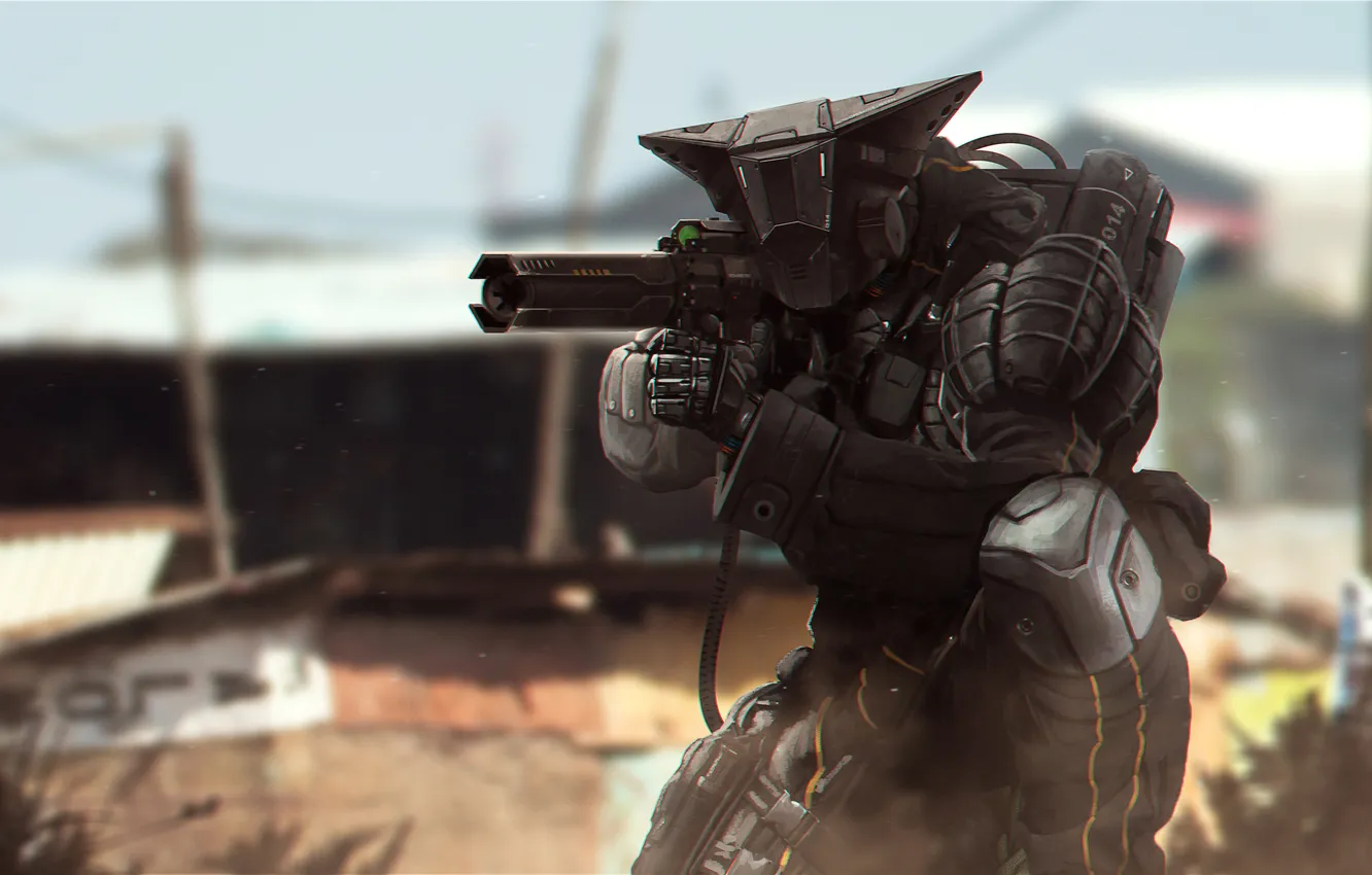 Photo wallpaper fiction, costume, machine, helmet, special forces