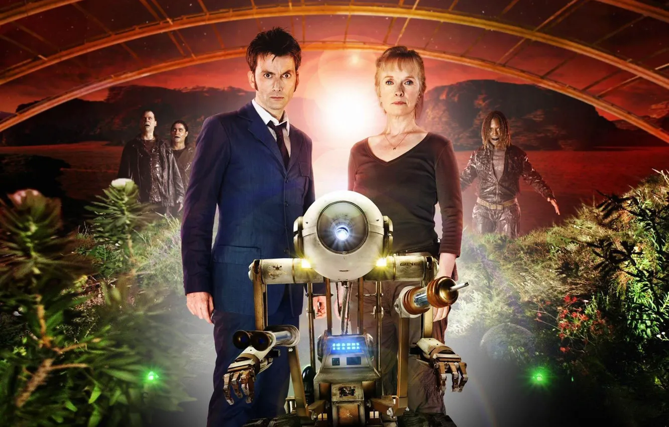 Photo wallpaper woman, planet, robot, plants, Mars, costume, male, Doctor Who