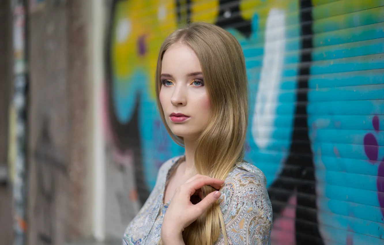 Photo wallpaper the sky, face, model, hair, Jana