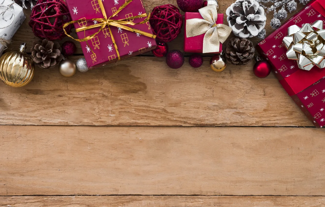 Photo wallpaper decoration, gift, new year, Christmas, Christmas, wood, New Year, gift