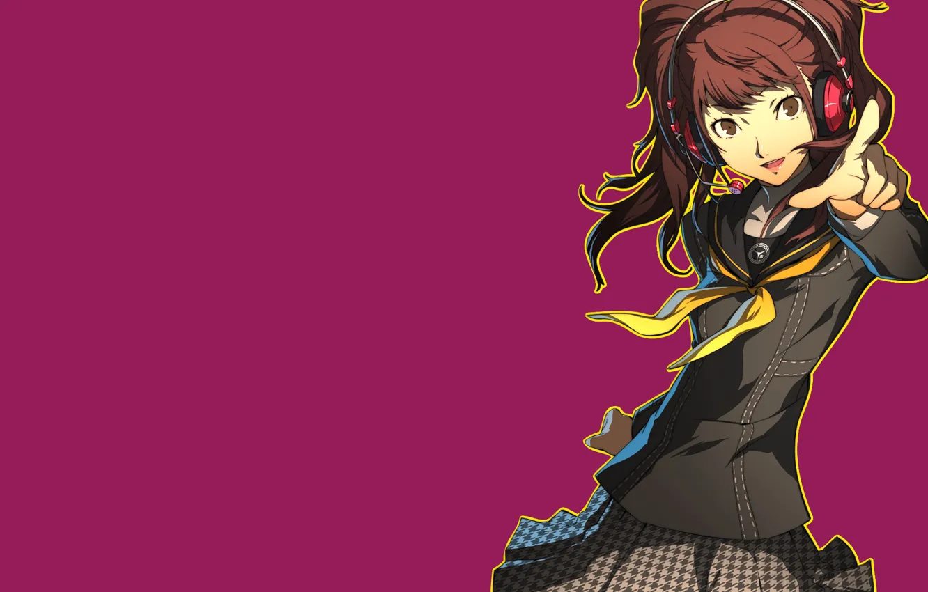 Photo wallpaper girl, background, the game, anime, headphones, art, person, Persona